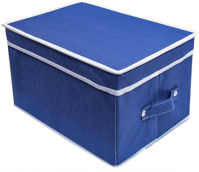 Stowcraft Foldable Non Woven Fabric Storage Box with Lid | STBC Box Grey-P2 Storage Organizer Bin for Clothes, Toys, and Home Essentials Pack of 1(Blue)
