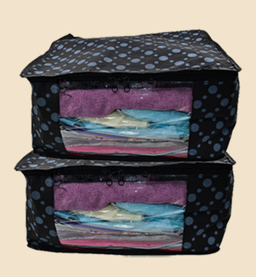 Ology Non - Woven High Quality Saree Cover Storage organizer wardobe with transparent window Keep saree/Suit/Travelling Pouch/garment covr 244(Black)