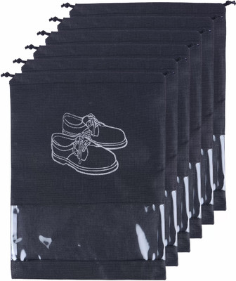 geetacreation Shoe Cover Travel Shoe Bag Shoe Pouch for Travelling Pack of 6 Pc Black Shoe Cover for Travel(Black)