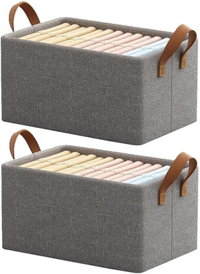 VRTREND 26L STORAGE BAG FOLDABLE VR 14 Steel Frame Support Closet Storage Bin VR 10 Cover Boxes with Handles for Wardrobe Clothes, Sarees, Bed Sheet, Blanket VR 14(Grey)