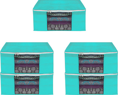 GULAFSHA INDUSTRIES High Quality Large Saree Cover With Double Zipper | Wardrobe Bag | Saree Cover Closet Organizer / Saree Bags For Wardrobe Organizer Clothes Premium Clothes Cover (Wedding Collection Gift) Garment Cover Pack of 05 F7773_SC_Large_82463197(Green)