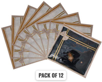 Pankhuri PRINTED FANCY RIBBON SINGLE SAREE COVER PACK OF 12(Beige)