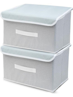 mani kreation Large Non-Woven Big Storage Box with Lid & Handles Foldable Cloth Storage Basket Mani Kreation01(Grey)