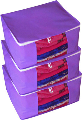 Aadhya Multipurpose Large Non Woven Saree Cover pack of 3(Purple)