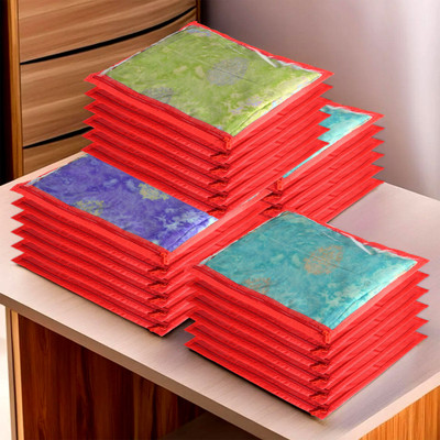 KUBER INDUSTRIES Plain Non Woven Single Packing Saree Cover 24 pcs Set (Red) ,CTKNEW107 CTKNEW0107(Red)