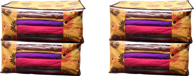BB BACKBENCHERS AI_YF_04 Yellow Flower Saree cover Front Transparent Pack of 4 AI_YF_04(Yellow)