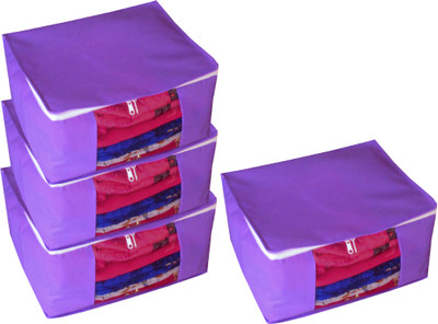 Aadhya Multipurpose Large Non Woven Saree Cover pack of 4(Purple)