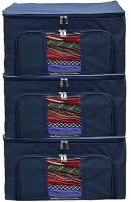 SIGMANS Pack of 2 Storage Bags - Closet Organizer Cloth Storage Bag for Wardrobe ROYAL BLUE Navy Blue(Navy Blue, Purple)