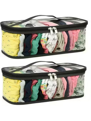 KITTI Dupatta Organizer Storage Bag Storage Pouch for Travel, storage pouch Pack of 2 Innerwear Organizer for Wardrobe Legging Wardrobe Organiser for Storage, Undergarment Organiser for Women (Black)(Black)