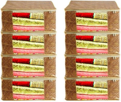 House of Common Saree Covers Non Woven Storage bags Pack Of 8 Saree Cover Best Stitching and High Quality non woven fabric cloth organizer Wardrobe Organiser Useful for saree, suit, shirts, all clothes Cloth Organiser(Brown)