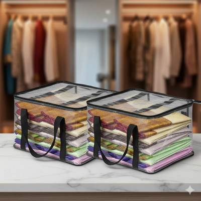 AgrohA cloth cover Transparent Storage Bag for Clothes, Blankets & Sarees Zipper Closure, Large Capacity, Dustproof & Foldable Organizer(Transparent)