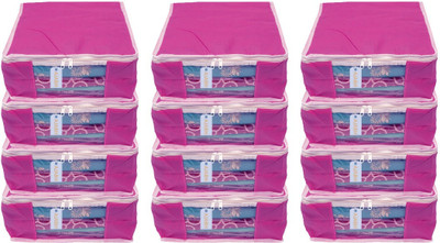 Ology High Quality Fancy Non-Woven Hight Saree Cover Garment storage bag Pack of 12 Keep saree/Suit/Travelling Pouch/garment covr 141(Pink)