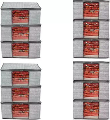 KD CREATION GREY 12 Non woven Saree cover/ Saree Bag/ Storage bag Set of 12 Pcs 8 Inches Height kd-12(Grey)
