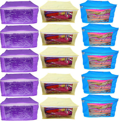 Aadhya Designer Combo Of Non Woven Saree Cover 15 pcs(Multicolor)