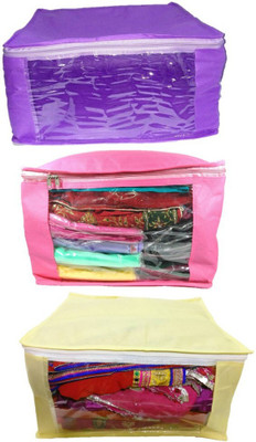 Aadhya Multipurpose Combo Of Non Woven Saree Cover pack of 3(Multicolor)
