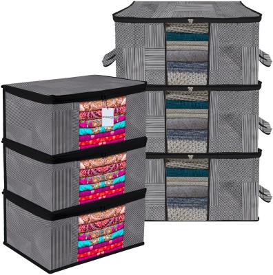 HOMESTIC Saree & Underbed Storage Combo Lining 3 Pieces Saree & 3 Pieces Underbed Storage Bag Combo Set|Set of 6|Gray 75HT13656(Gray)