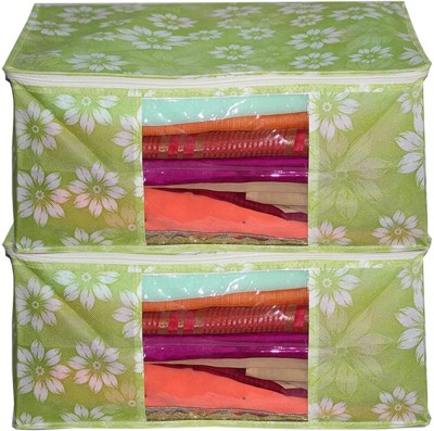 Pallavi Creation Sarees, Lehenga, Suit, Dress, & Accessories Non-Woven Garment Saree Covers Clothes Storage Bag Closet Organizer Pack Of 2 JH1006a(Green)