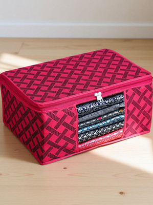 ANKIT INTERNATIONAL Saree Cover High-Quality Fancy Saree Cover Storage Bag For Wardrobe Organizer Garment Storage bags-Big in size checkered Printed saree cover Pack of 1(Red)