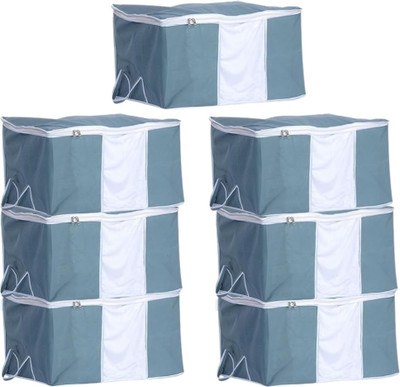 UjalaMultipack Garments Protector Saree cover / Clothes Storage Bag with Dust Protection Front Clear window & Zip Closure for Multi-Purpose Clothing Storage Bag Pack of 7(BLUESKY)