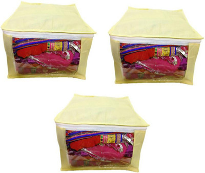 Aadhya Multipurpose Large Non Woven Saree Cover Pack of 3 m(Yellow)