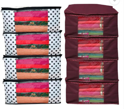 AUCRAFTSHOME 8 Non woven Saree Cover Combo in two different color set(Pack of 8) Saree Cover(Blue, Maroon)