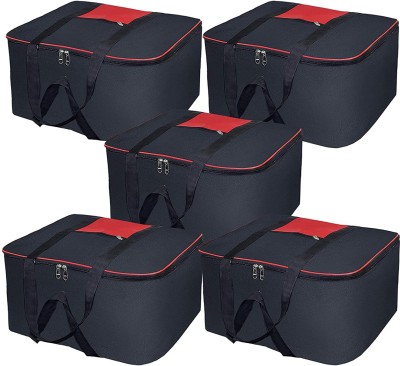 SH NASIMA Underbed Storage Bag Moisture Proof Cloth Organiser Underbed Storage Bag Moisture Proof Cloth Organiser Pack Of 5(Red Black)