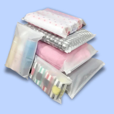 GreenTwish (Pack of 30) Frosted Zipper Bags | Travel Storage Bag For Clothes Shoes Cosmetic Jewellery Toiletries School Trip | Resealable Luggage Bag | Zip Lock Space Saver Bag(Semi Transparent, Frosted White)