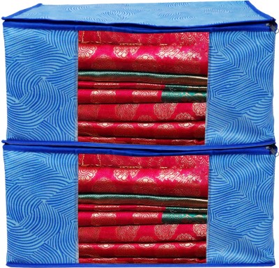 PRAHAN INTERNATIONAL Soiled Garment Bag/Abstract Printed saree cover Pack of 12 F1145_SC_XL_COVER Polyester Laundry Bag(Blue)