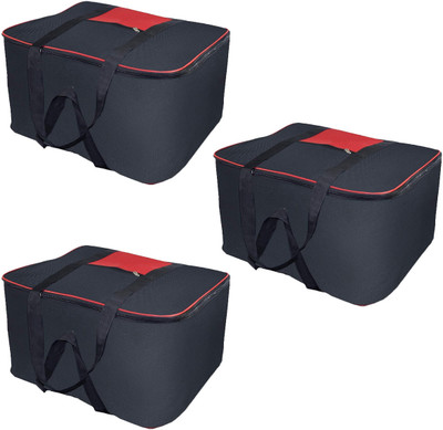AGI Pack Of 3 Nylon Underbed Storage Bag Cloth Organiser SPBPACK3RD002(Black and Red)