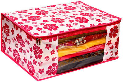 Diha Creation High Quality Non Woven With Window Saree cover/Wardrobe Organizer Clothes /Storage Cover Storage Space Saver Multipurpose Bag/ Wardrobe Storage Organizer Storage Box Pack of 1(Pink)