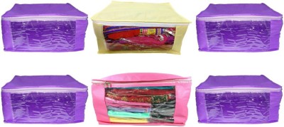 Aadhya Multipurpose Combo Of Non Woven Saree Cover pack of 6(Purple, Yellow, Pink)