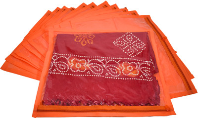 Ajabh Trendy Single Saree Cover Pack of 12 pc Material - Non - Woven Garment Cover Bag High Quality Cover Bag for Wardrobe Storage OrganizerClothing Stroge bag(Orange)