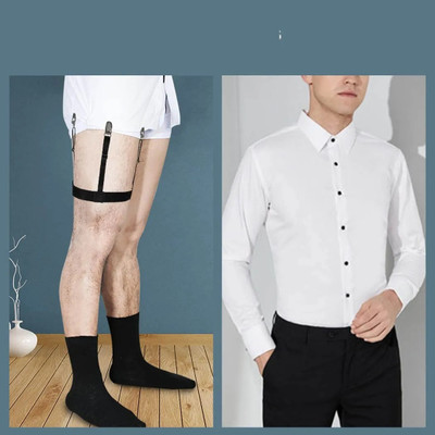 AM AmorMente ™ Men's Shirt Stays Adjustable Elastic Shirt Garters with Locking Non-Slip Clips Garter(Pack of 1)