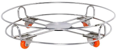 HM EVOTEK Stainless Steel Heavy Duty Cylinder Trolley/stand Gas Cylinder Trolley K4 Gas Cylinder Trolley(Silver, Pack of 1)