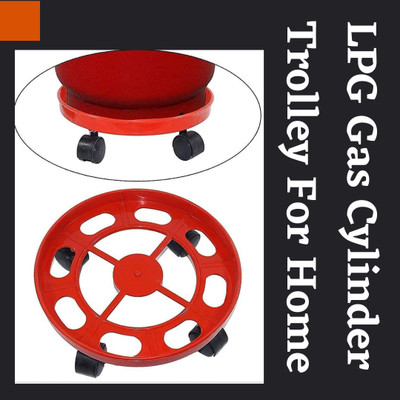 senoprime Red Gas Cylinder Trolley – Strong Plastic Base with 4 Wheels Gas Cylinder Trolley(Red, Pack of 1)