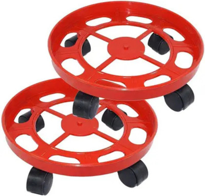 senoprime Red Colour Gas Trolley – Smooth 4 Wheel Movement for Cylinder Gas Cylinder Trolley(Red, Pack of 2)