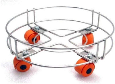 Glorex Steel Cylinder Trolley with Wheels | Gas Trolly/LPG Cylinder Stand Pack, Silver Gas Cylinder Trolley(Steel, Orange, Pack of 1)