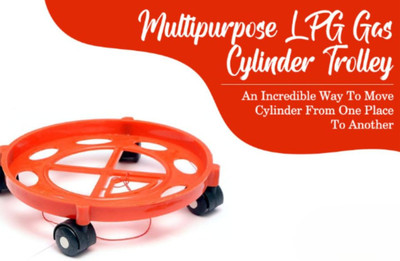 senoprime Heavy Duty Red Gas Cylinder Trolley with 4 Wheels for Easy Movement Gas Cylinder Trolley(Red, Pack of 1)