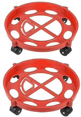 Sigri-wala Sturdy Plastic Gas Cylinder Trolley 2pc - Hassle-Free Mobility and Safety Gas Cylinder Trolley(Red)