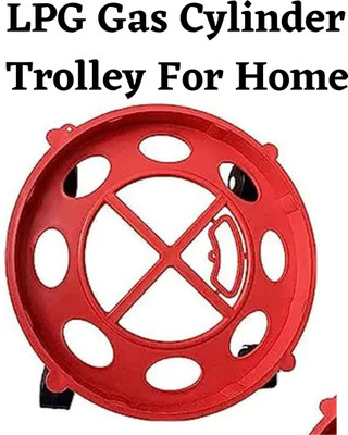 senoprime Kitchen Gas Trolley Stand – Heavy Duty Red Colour with 4 Wheels Gas Cylinder Trolley(Red, Pack of 1)