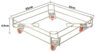 DEVASHREE ENTERPRISE Stainless Steel Oil Container Dabba Trolley Trolley Wheel Trolley 10x10 Inch Gas Cylinder Trolley(Silver)