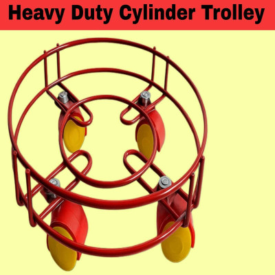 Kitchen Shine LPG Gas Tank Holder,Heavy-Duty Gas Cylinder Trolley,Easy movable Cylinder stand, Gas Cylinder Trolley(Red)