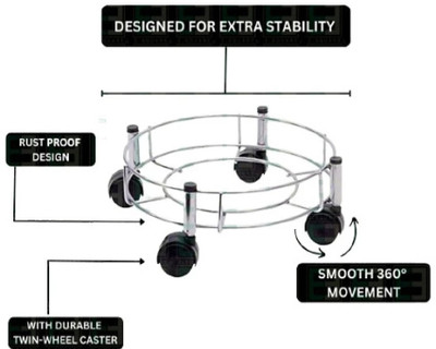 Glorex Heavy Stainless Steel Gas Cylinder Trolley With Wheel Gas Cylinder Trolley(Silver, Pack of 1)