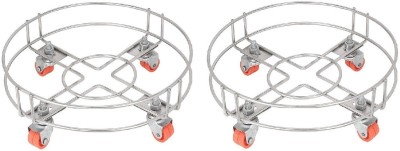 Taxton Heavy Stainless Steel Gas Cylinder Trolley With Wheel (Pack of 2)| Gas Trolly | Lpg Cylinder Stand | Gas Trolly Wheel |Cylinder Trolley with Wheels | Gas Cylinder Trolley(Orange)