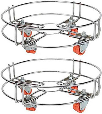 kanyka pack of 2 Gas Cylinder Trolley(Silver, Orange)