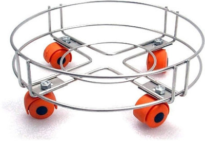 JainTraders Stainless Steel Cylinder Trolley For Kitchen|| Gas Cylinder Trolley(Steel)