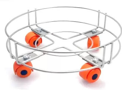 Depodeals Cylinder Trolley with Wheels | Gas Trolly/Lpg Cylinder Stand Stainless Steel Gas Cylinder Trolley(Silver)