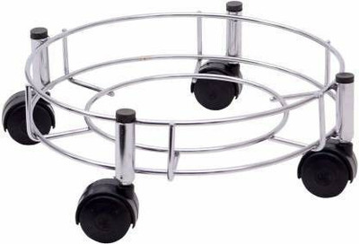 Glorex Steel Cylinder Trolley with Wheels | Gas Trolly/LPG Cylinder Stand Pack, Silver Gas Cylinder Trolley(Silver, Black, Pack of 1)