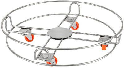 Aarvi Premium Stainless Steel Gas Cylinder Trolley, Multi-Purpose Rolling Stand Gas Cylinder Trolley(Silver)