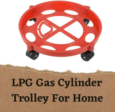 senoprime Red Gas Cylinder Trolley with 4 Sturdy Wheels for Easy Shifting Gas Cylinder Trolley(Red, Pack of 1)